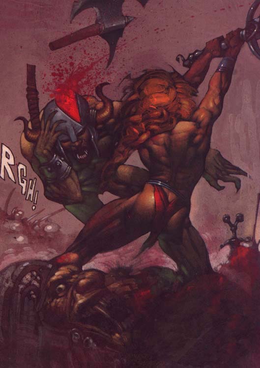 This blonde brains the orc